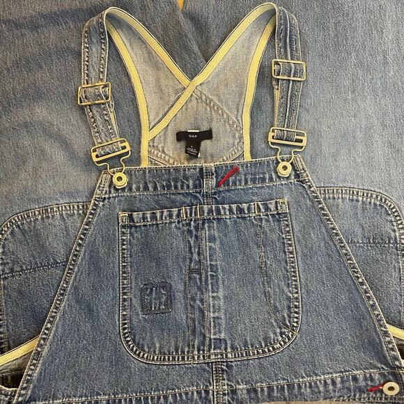 GAP Denim Overalls Womens L Blue Jean Bib Cotton Straight Leg Adjustable - Picture 10 of 13